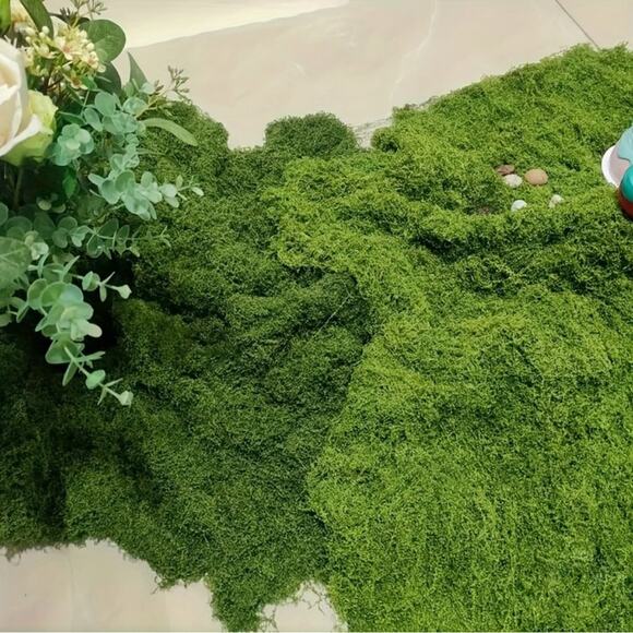 NEW ANTHROPOLOGIE TERRAIN Green Faux Moss Floral Plant Sheet Mat Rug DIY Decor - Picture 13 of 15